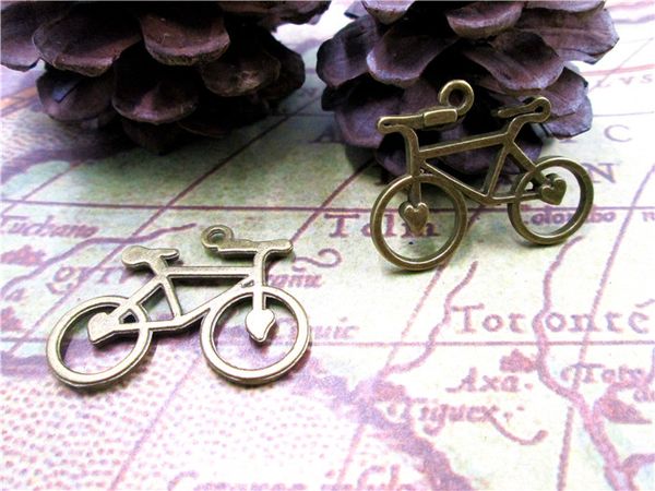 

45pcs bicycle charms-- antique brass tone lovely bike charm pendant ,23x30mm, Bronze;silver