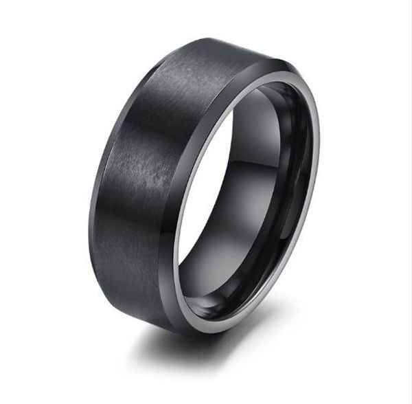 

vnox 316l stainless steel men ring 8mm black & silver & gold-color rings for women men jewelry