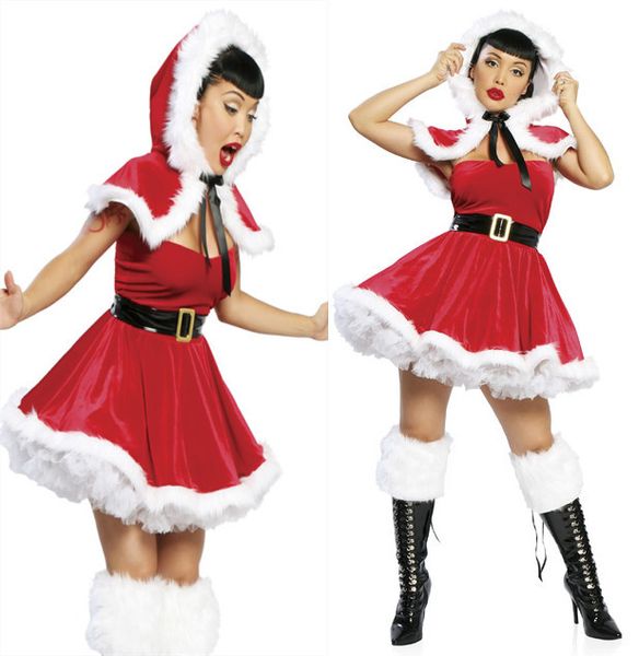 

miss mrs santa claus ladies christmas fancy dress costume outfit, Black;red