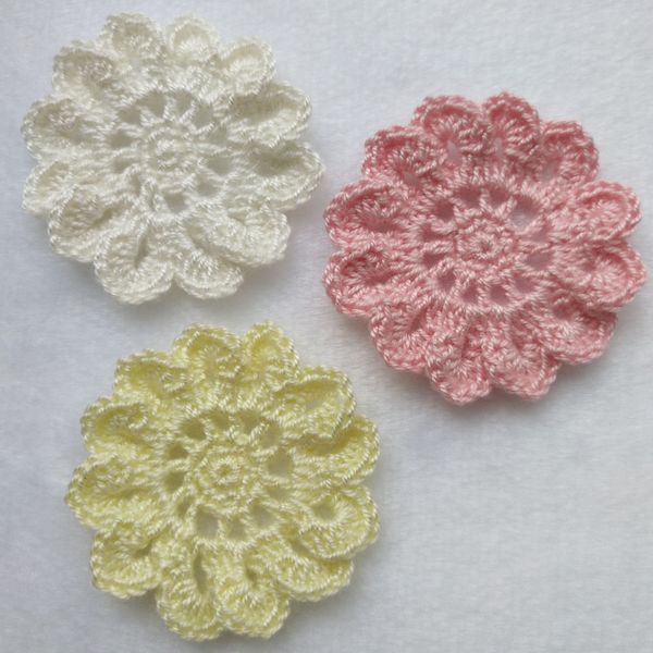 Set of 20 Crochet pink flowers card making 5cm scrapbook Handmade,craft
