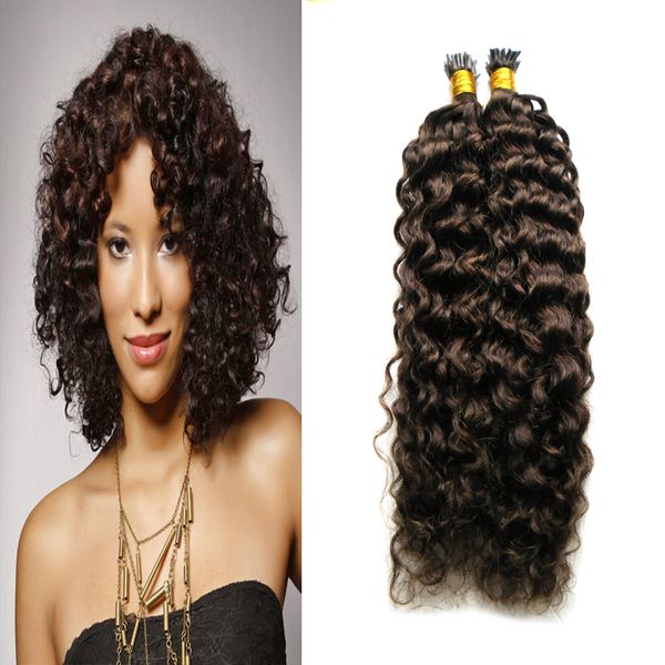 Real Remy Eu Digite Extensões de Cabelo Humano 100g Kinky Curly no cabelo de fusão de cápsula de queratina