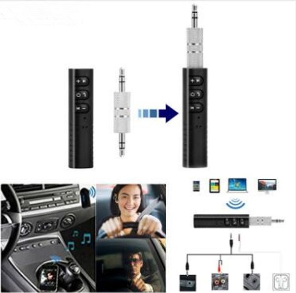 Clip-On Универсальный 3,5 мм Bluetooth Car Kit A2DP Беспроводной передатчик AUX Audio Music Adapter Adapter Handsfree Jack с MIC для телефона DHL