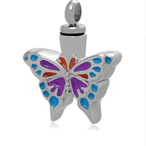 Großhandel Einäscherung kann eine Halskette mit geflügeltem Schmetterlingsanhänger für die Asche eines Familienhaustiers sein, Mini-Bestattungsschmuck