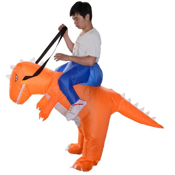

t-rex dinosaur inflatable rider costume carry me fanny dress up halloween suit orange dino mascot costumes, Red;yellow