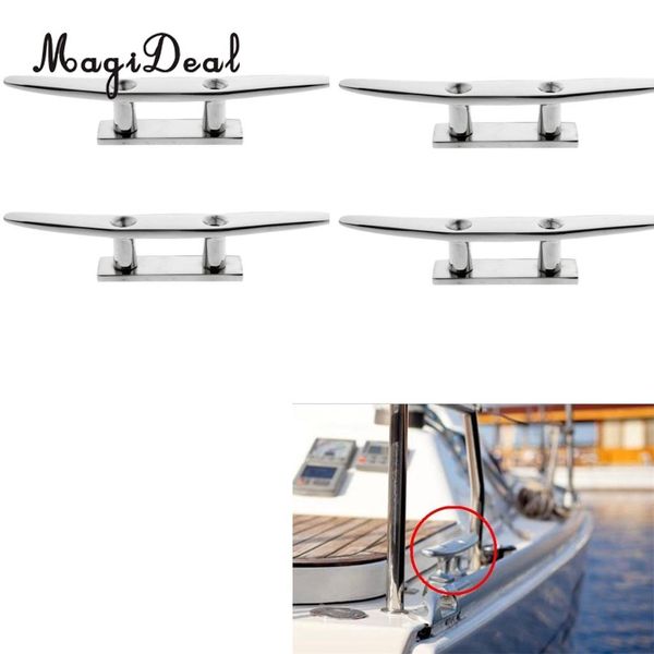 

magideal pack of 4 marine grade 316 stainless steel boat yacht deck mooring rope cleat bollard - 8