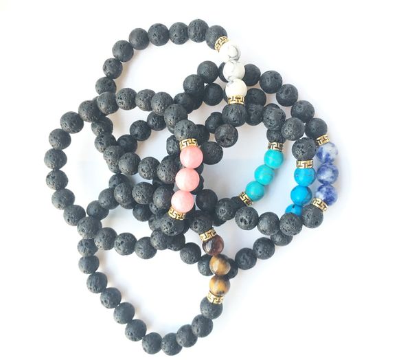 

2020 7 chakra natural lava stone bracelet bangle 12 styles charms yoga beaded essential oil diffuser bracelet for jewelry gift d127sf