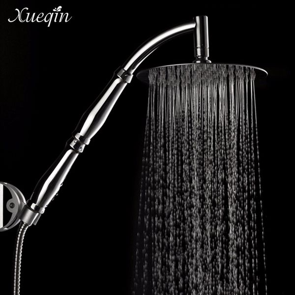 

xueqin bathroom 8 inch round rain shower head set stainless steel wall mounted extension shower arm water hose