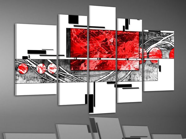 

acrylic paint bright oil paintings canvas art beauty quotes 5 panel red black white abstract art home decoration wall art unframed