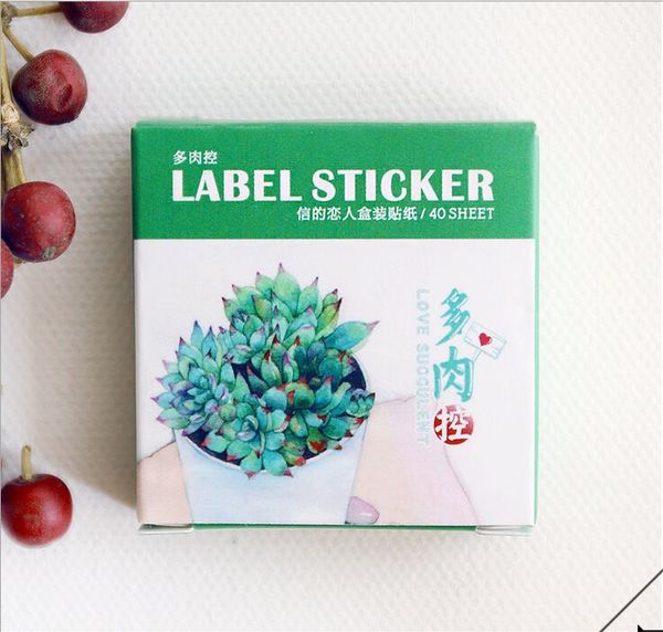 

40pcs/lot fresh style succulent label stickers decorative mobile stickers scrapbooking diy diary escolar papelaria 2016