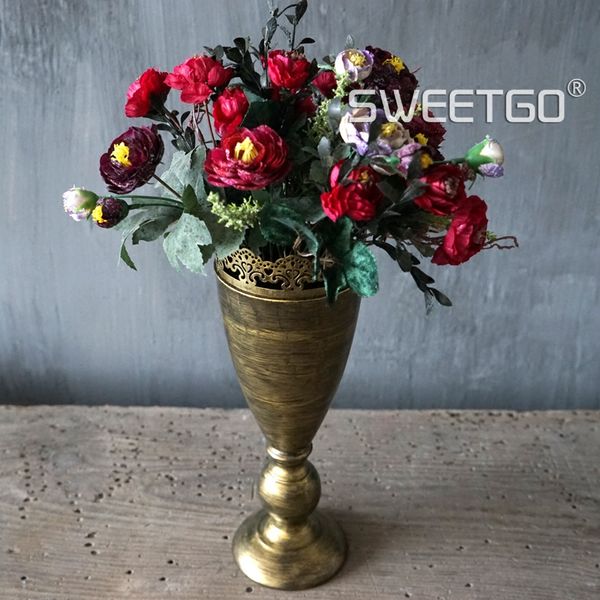 Vintage Gold Color Flower Vases Home Decoration Room Floor