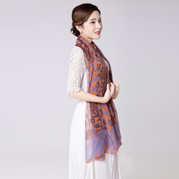 

2018 summer Chiffon lengthened 100% pure silk scarves.170*100cm women waterbabies shawl, best gift for your wifi
