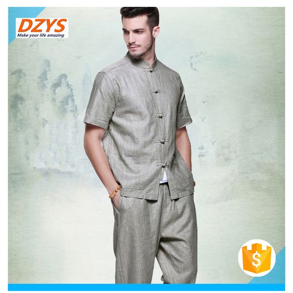 

cy-summer handsome men's short-sleeved shirt linen collar clothing, Red