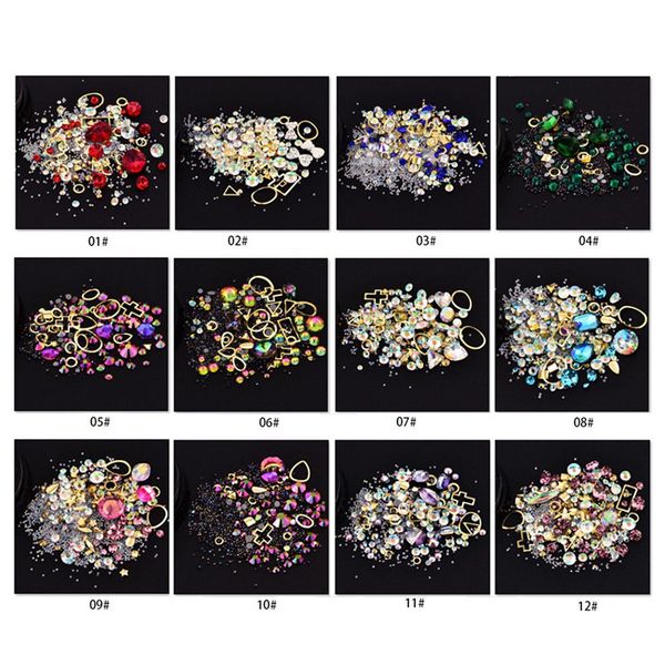 

1 box diy 3d nail art rhinestone decorations non fix diamond and colorful design micro beads, Silver;gold