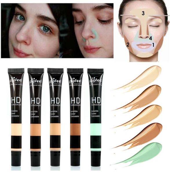 Contour Face Maquiagem Profissional Waterproof Longa Duração completa Tampa camuflagem Cara cor corretor Concealer Vara 5 cores