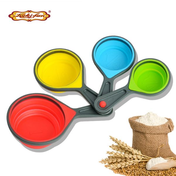 

kuki-fun new arrival 8pcs silicone measuring cups set spoon kitchen tool collapsible baking cook new excellent quality
