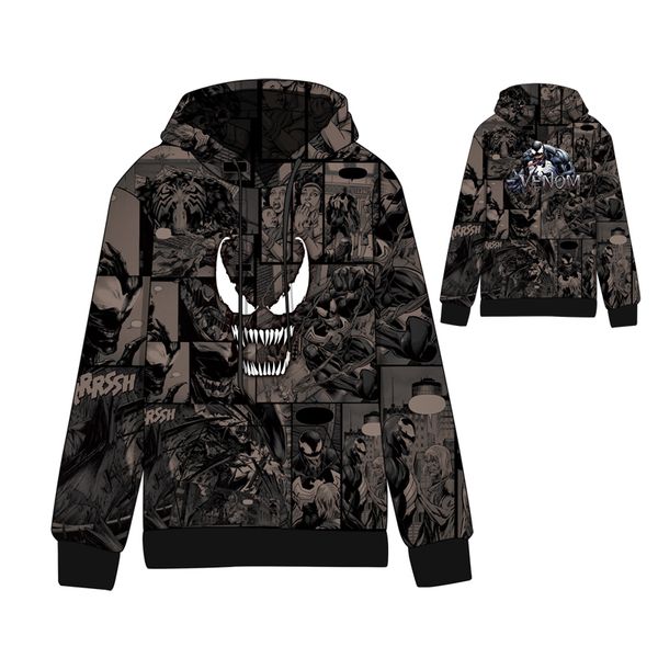 

the movie venom hoodie hip hop fleece cotton o-neck mens hoodies standard hooded winter clothes marvel comiwomen sweatshirts men, Black
