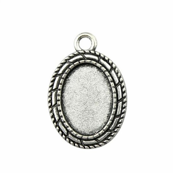 

22 pieces cabochon cameo base tray bezel blank hand made jewelry making simple single side inner size 13x18mm oval necklace pendant setting, Slivery;crystal