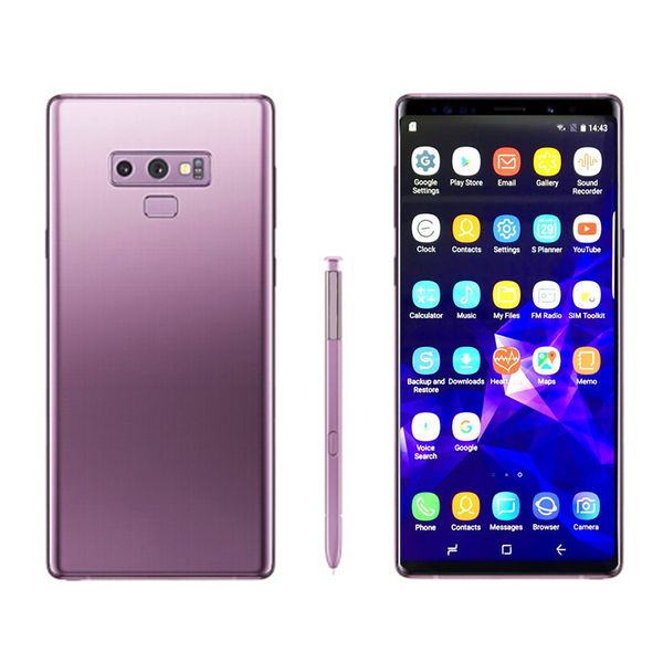 

6.3 inch Goophone Note 9 full screen 1G 8G rom Fingerprint Quad Core MTK6580 Unlocked smartphone show fake 4g lte 128GB