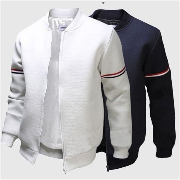 

jacket windbreaker mens jacket casual slim stand collar polyester long sleeve zipper spring autumn outdoor coats black white navy, Black;brown