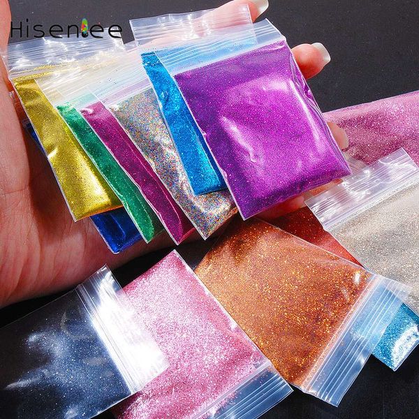 

16packs 10g/pack super fine sequins mini shiny charm mermaid style glitter powder fashion charm nail art handicraft decoration, Silver;gold