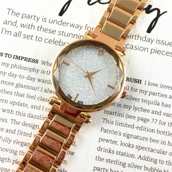 

luxury new women watches metal steel alloy watch fashion luxury gift for girls multi colors star shinning dial blingbling party spotlight, Slivery;brown