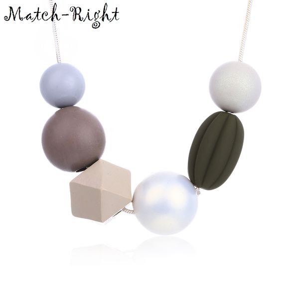 

match-right women necklace statement necklaces & pendants wood beads necklace for women jewelry mx005, Golden;silver