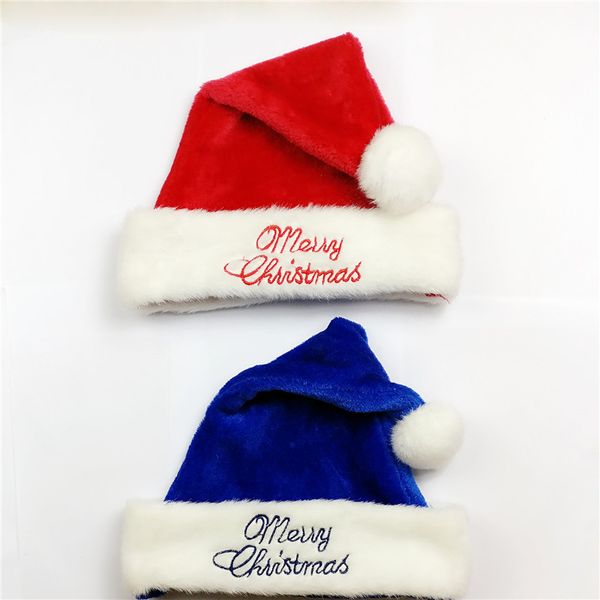 

1pc christmas hats thicker embroidered merry christmas red blue caps for kids xmas decor new year's gifts home party supplies