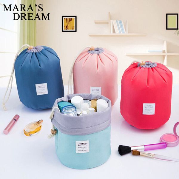 

barrel shaped travel cosmetic bag nylon large capacity drawstring elegant drum wash bags makeup organizer storage bag maras dream
