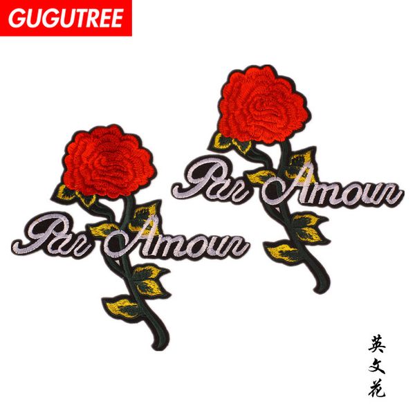 

gugutree embroidery flower patches cartoon patches badges applique patches for clothing sp-69, Black