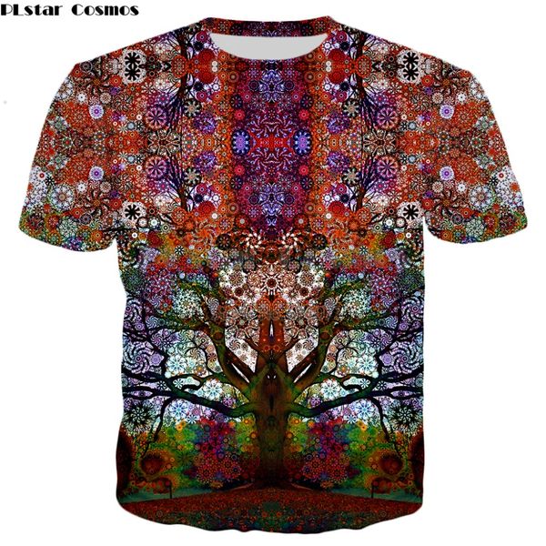

plstar cosmos drop shipping 2018 summer new style fashion women men t-shirt trip tree 3d print casual cool t shirt, White;black