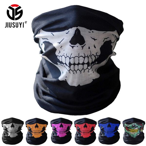 

magic headband ghost mask halloween cosplay bicycle skull skeleton half face mask scarf neck warmer tube bandana ring, Blue;gray