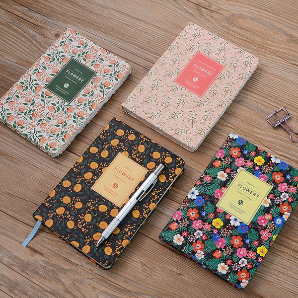 

vintage pu-leather printing flowers notebook diary book 4 color weekly planner agenda 2018 school office supplies notebook, Purple;pink