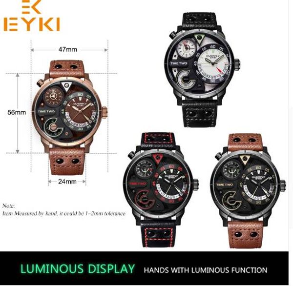 

wristwatch relogio army clock eyki male waterproof masculino sport luminous watchband man black watch men quartz qiojo, Slivery;brown