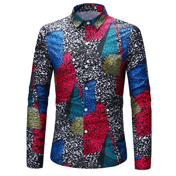 

new foreign trade new men long sleeve shirt color block printing cs dg, White;black