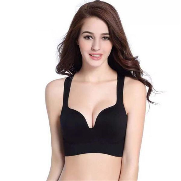 

2018 mermaid curve sexy back shockproof sports bras women gym fitness seamless yoga bra crop top push up bra, White;black