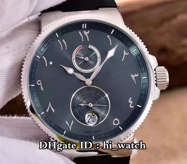 

new marine chronometer manufacture 263-67-3/40 steel case automatic power reserve mens watch black dial rubber watches arabian una109b2, Slivery;brown