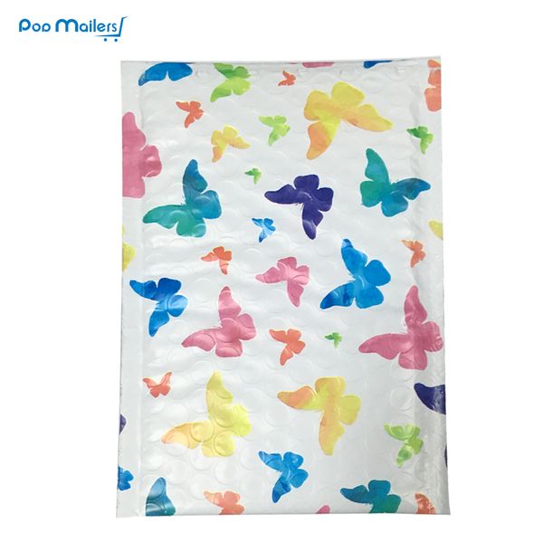 

10pcs 6*9 inch poly bubble mailers 175*230mm bubble envelopes colorful butterflys pattern lined poly mailer