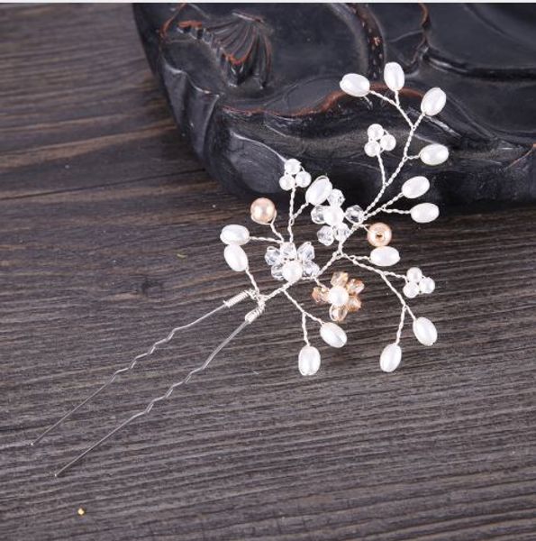 Bride Hairpin Pearl Wedding Rhinestone Hairpin Clip Hair