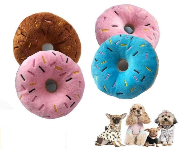 Chegada nova Plush Dog Cat Som Toy Donut Forma Squeak Pet Dog cat som mastiga Brinquedos de pelúcia macia pet brinquedo