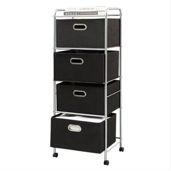 

wholesales four-tier non-woven fabric drawer black carbon steel stoving varnish pipes storage cart black storage holders & racks