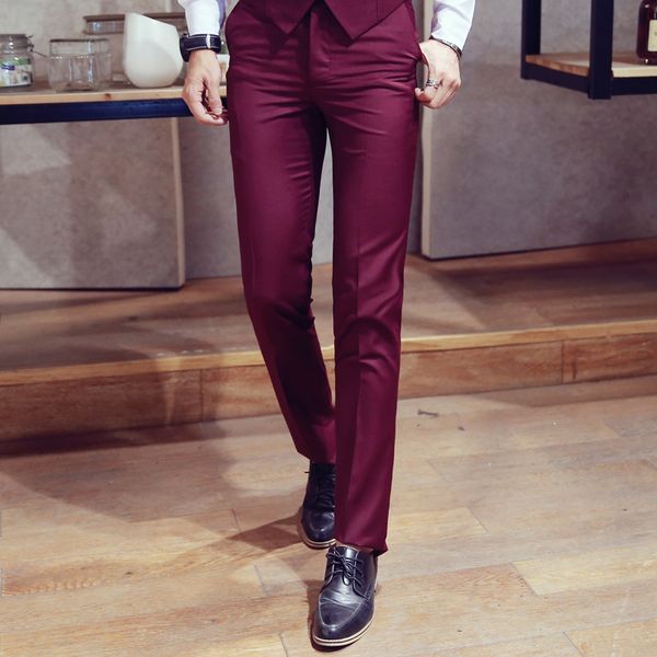 

new pure color formal wear men's suit pants size 29-34 fashion business banquet dress pants men comfortable and elegant, White;black