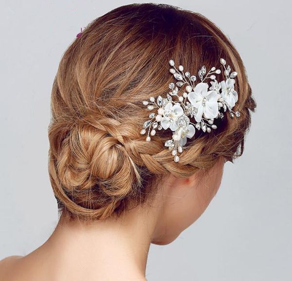 Acheter Coiffure Fleur De Mariée De Mariage Pinces à Cheveux Pour La Mariée En Cristal épingles à Cheveux Femmes Handmake Blanc Rouge Mariée Coiffure