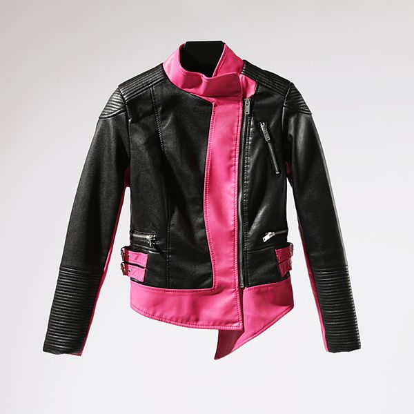 

leather jacket full women casual real jaqueta couro 2018 new color matching slim locomotive handsome personality tight female, Black