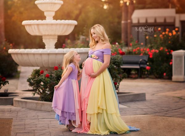 2018 arco-íris vestidos de casamento tule fora do ombro feito sob encomenda vestidos de casamento grávida mult-color vestido de maternidade plus size nupcial dre243q