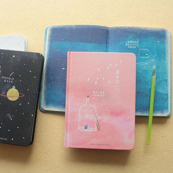 

creative trend color pages a5 notebook little blue house diary book hardcover diary korea stationery school supplies wj-xxwj487, Purple;pink