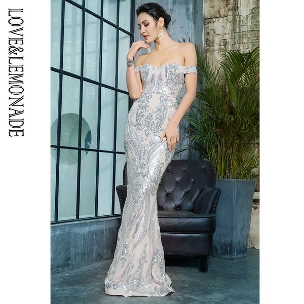 

love&lemonade off the shoulder geometric sequins bodycon long dress lm81343silver, White;black
