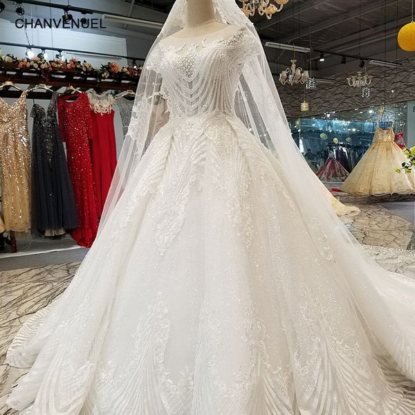 

2019 lebanon long tulle veil wedding dresses open keyhole back shining crystal sequins 3d hand made pattern applique garden bridal gowns, White