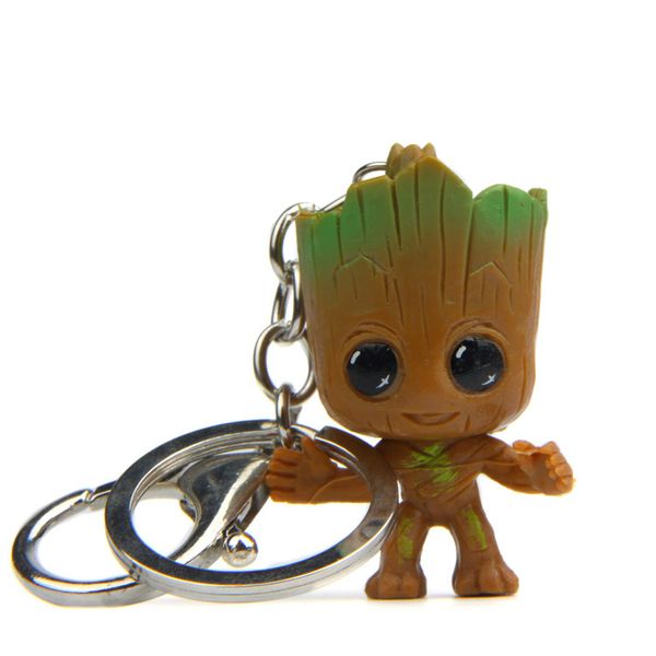 

galaxy guard groot creative key chain car keychain korean version package pendant key ring for women men jewelry, Silver