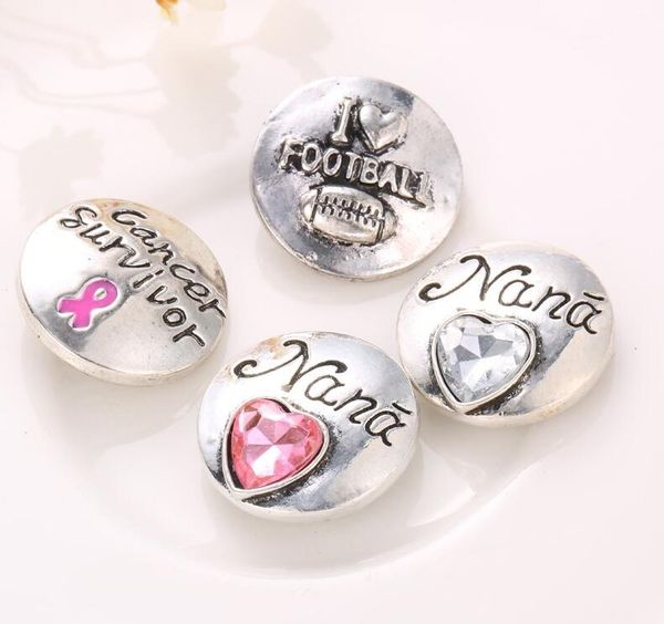 

10pcs 2018 snap jewelry buttons love heart pink rhinestone nana snap fit snap love bracelet button jewelry, Bronze;silver