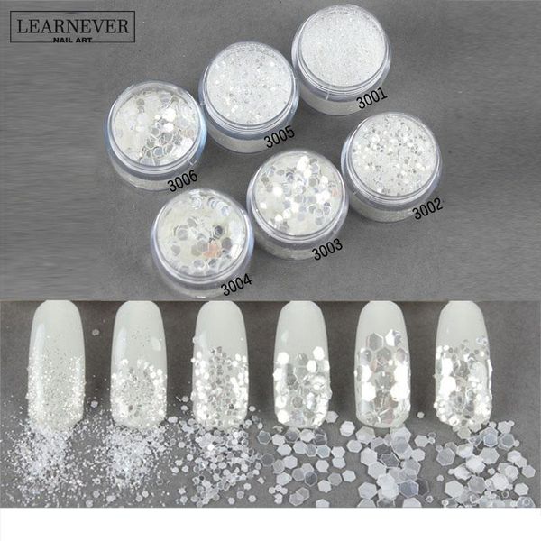 Learnever 1box Dty Nail Decoration White Sier Glitter Nail Uv Gel